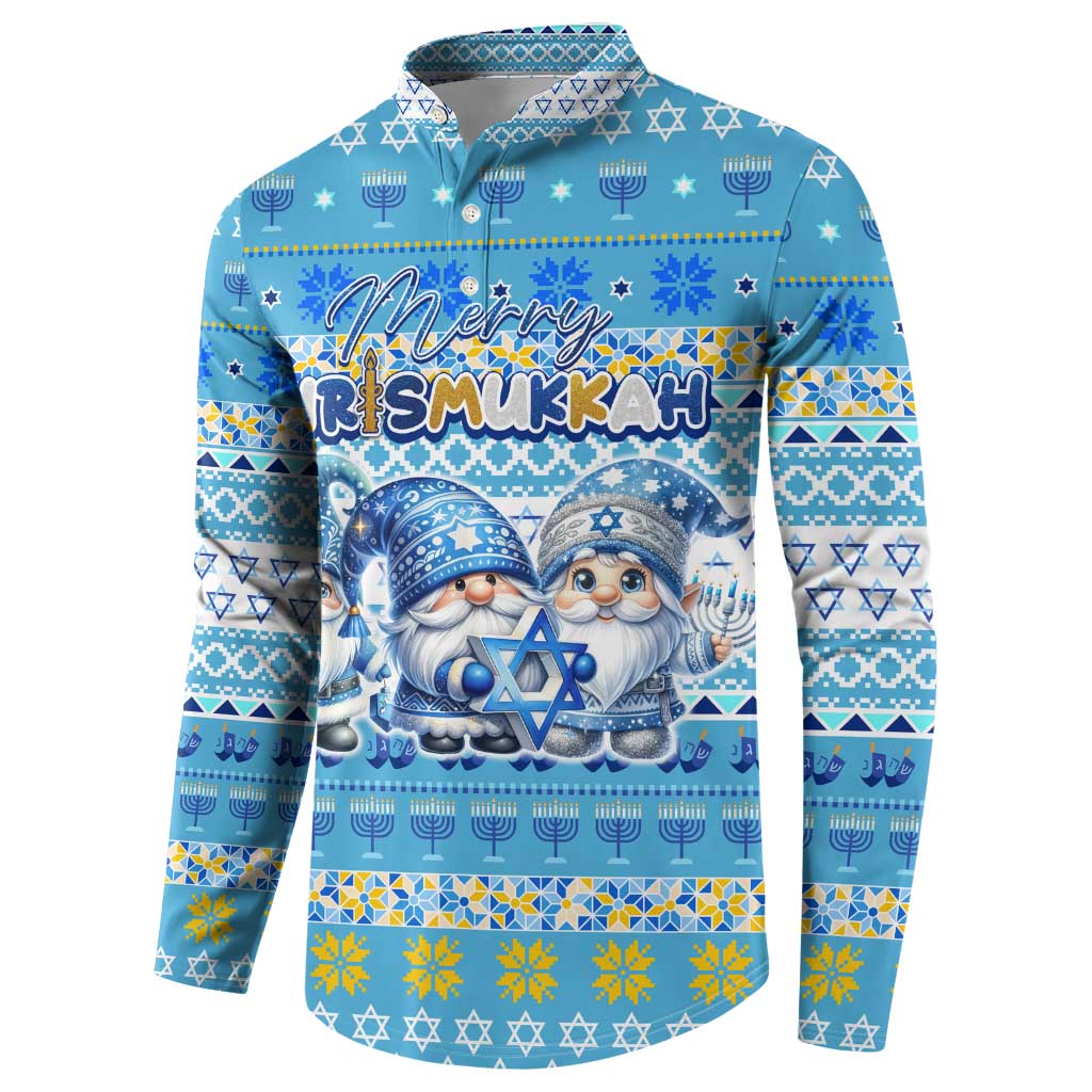 Merry Chrismukkah Button Sweatshirt Jewish Christmas Gnomes and Menorahs - Wonder Print Shop
