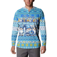 Merry Chrismukkah Button Sweatshirt Jewish Christmas Gnomes and Menorahs - Wonder Print Shop
