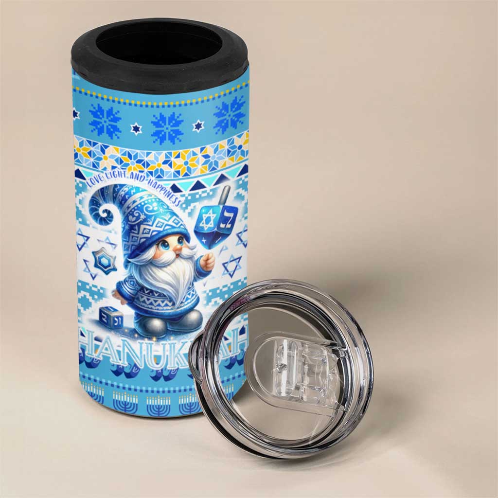 Merry Chrismukkah 4 in 1 Can Cooler Tumbler Jewish Christmas Gnomes and Menorahs - Wonder Print Shop