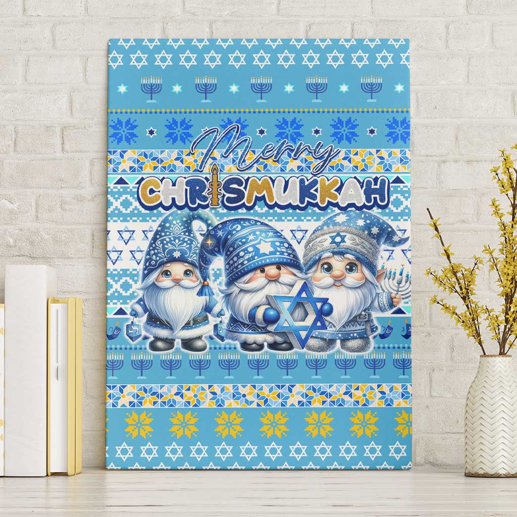 Merry Chrismukkah Canvas Wall Art Jewish Christmas Gnomes and Menorahs - Wonder Print Shop