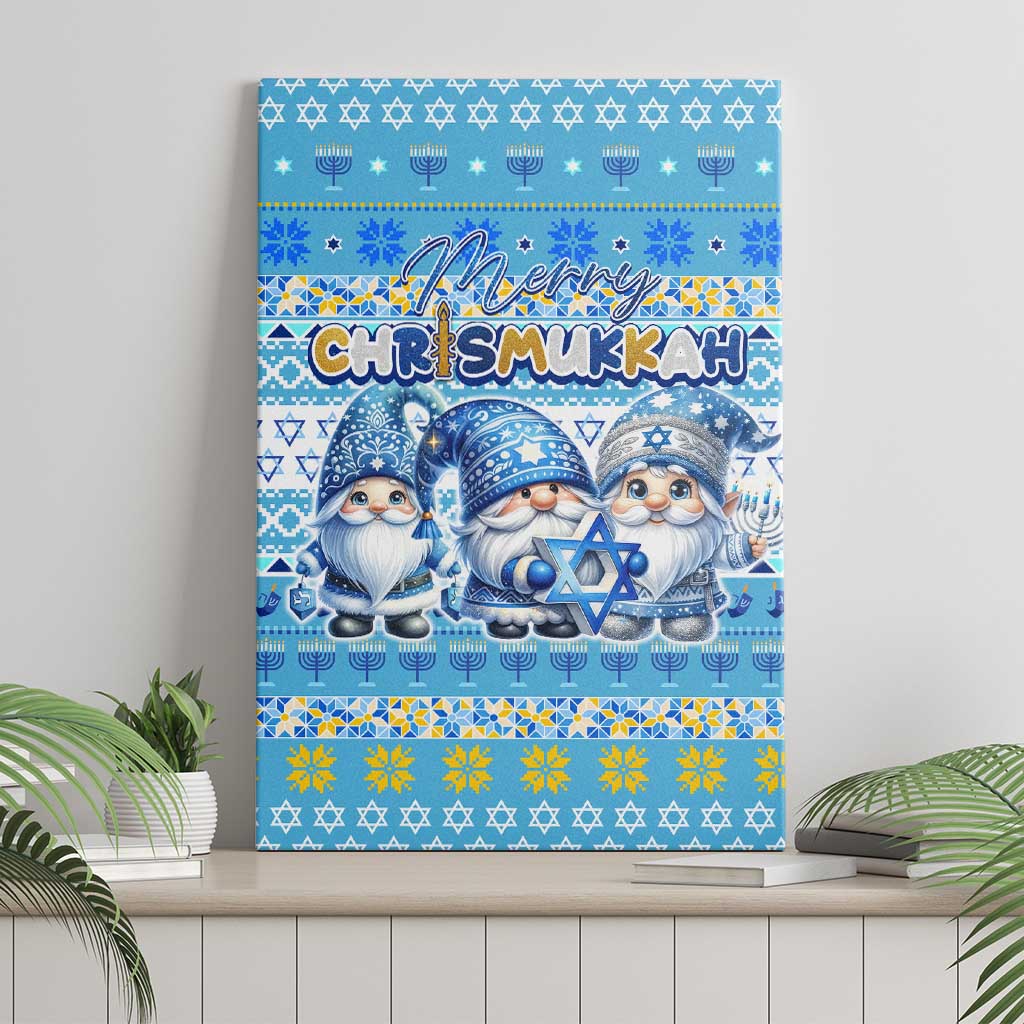 Merry Chrismukkah Canvas Wall Art Jewish Christmas Gnomes and Menorahs - Wonder Print Shop