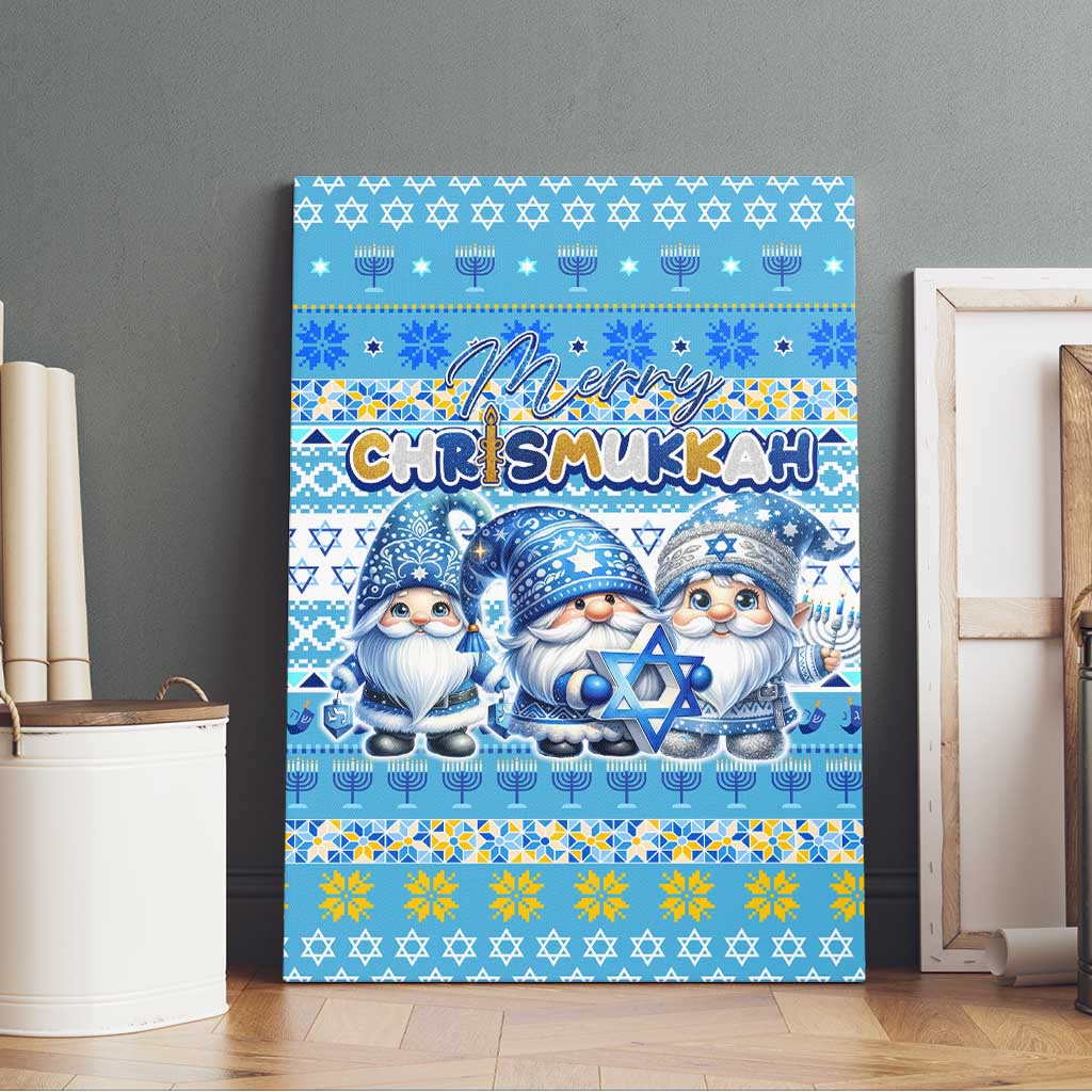 Merry Chrismukkah Canvas Wall Art Jewish Christmas Gnomes and Menorahs - Wonder Print Shop
