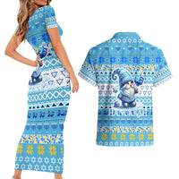 Merry Chrismukkah Couples Matching Short Sleeve Bodycon Dress and Hawaiian Shirt Jewish Christmas Gnomes and Menorahs - Wonder Print Shop