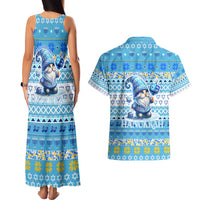 Merry Chrismukkah Couples Matching Tank Maxi Dress and Hawaiian Shirt Jewish Christmas Gnomes and Menorahs - Wonder Print Shop