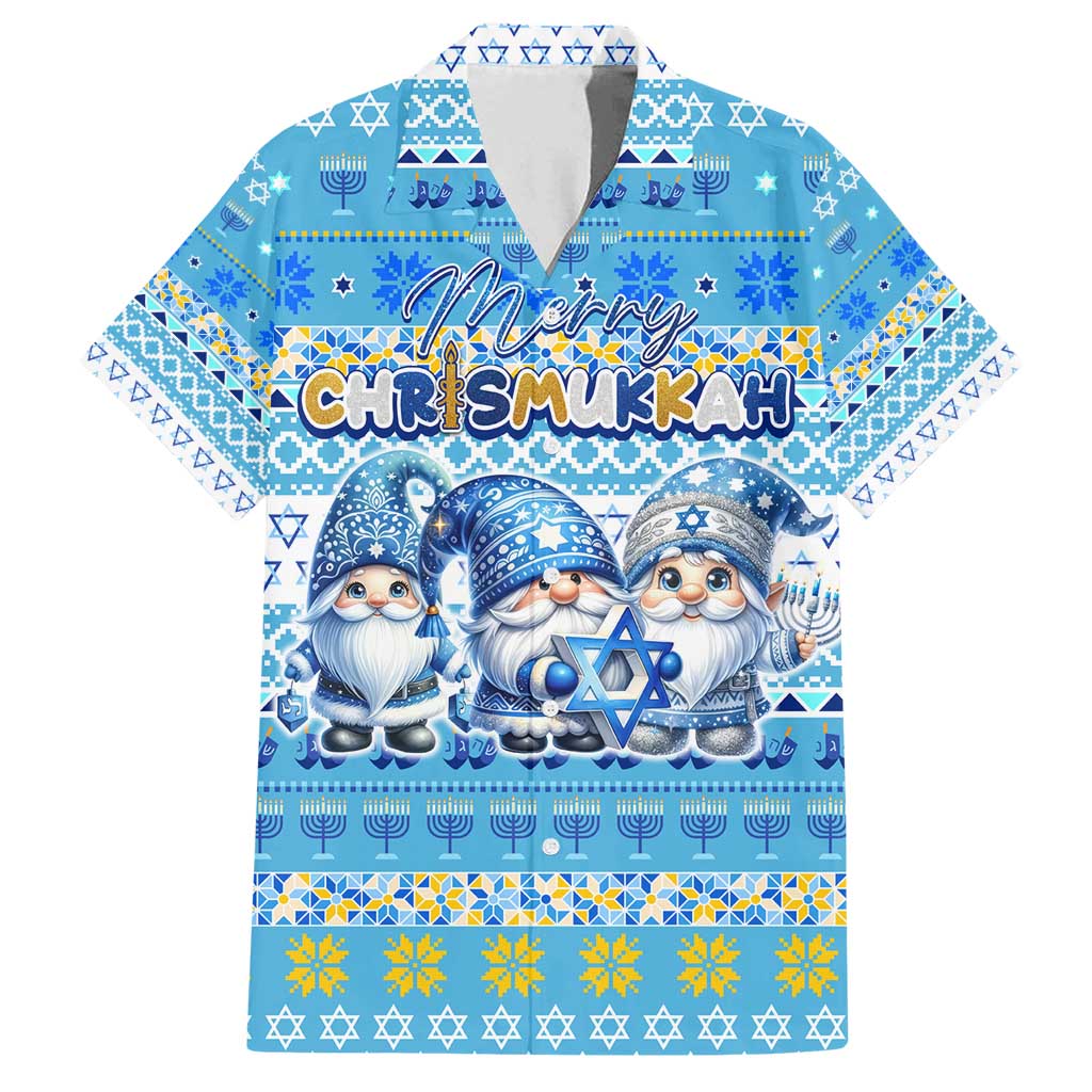 Merry Chrismukkah Family Matching Long Sleeve Bodycon Dress and Hawaiian Shirt Jewish Christmas Gnomes and Menorahs - Wonder Print Shop