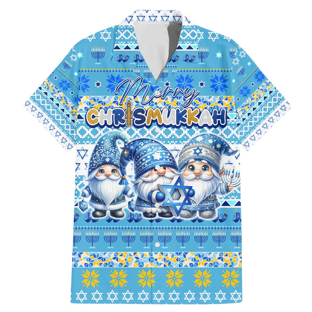 Merry Chrismukkah Family Matching Mermaid Dress and Hawaiian Shirt Jewish Christmas Gnomes and Menorahs - Wonder Print Shop