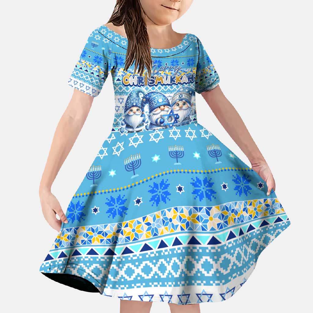 Merry Chrismukkah Family Matching Off Shoulder Maxi Dress and Hawaiian Shirt Jewish Christmas Gnomes and Menorahs - Wonder Print Shop