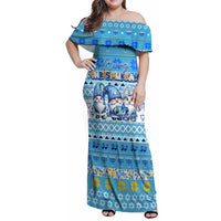 Merry Chrismukkah Family Matching Off Shoulder Maxi Dress and Hawaiian Shirt Jewish Christmas Gnomes and Menorahs - Wonder Print Shop