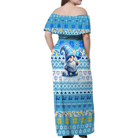 Merry Chrismukkah Family Matching Off Shoulder Maxi Dress and Hawaiian Shirt Jewish Christmas Gnomes and Menorahs - Wonder Print Shop