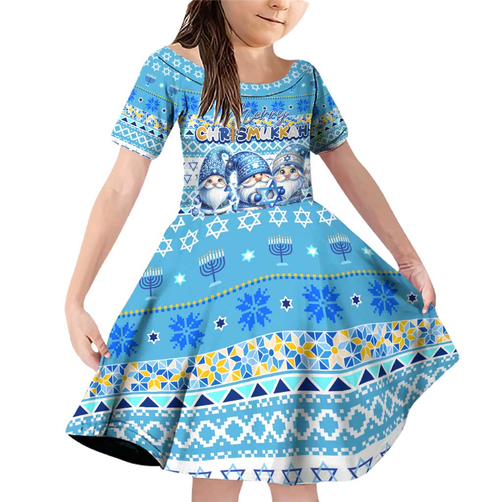 Merry Chrismukkah Family Matching Off Shoulder Short Dress and Hawaiian Shirt Jewish Christmas Gnomes and Menorahs - Wonder Print Shop