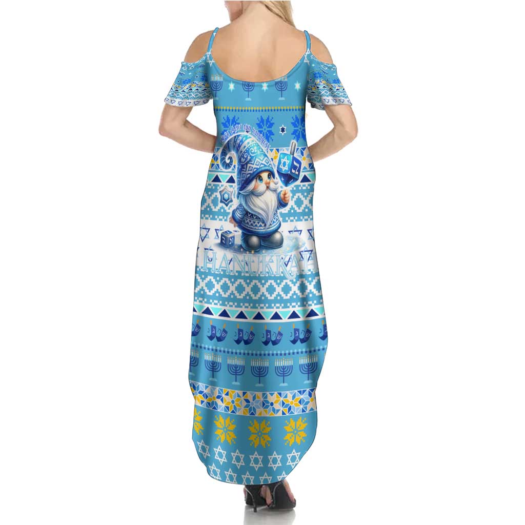 Merry Chrismukkah Family Matching Summer Maxi Dress and Hawaiian Shirt Jewish Christmas Gnomes and Menorahs - Wonder Print Shop