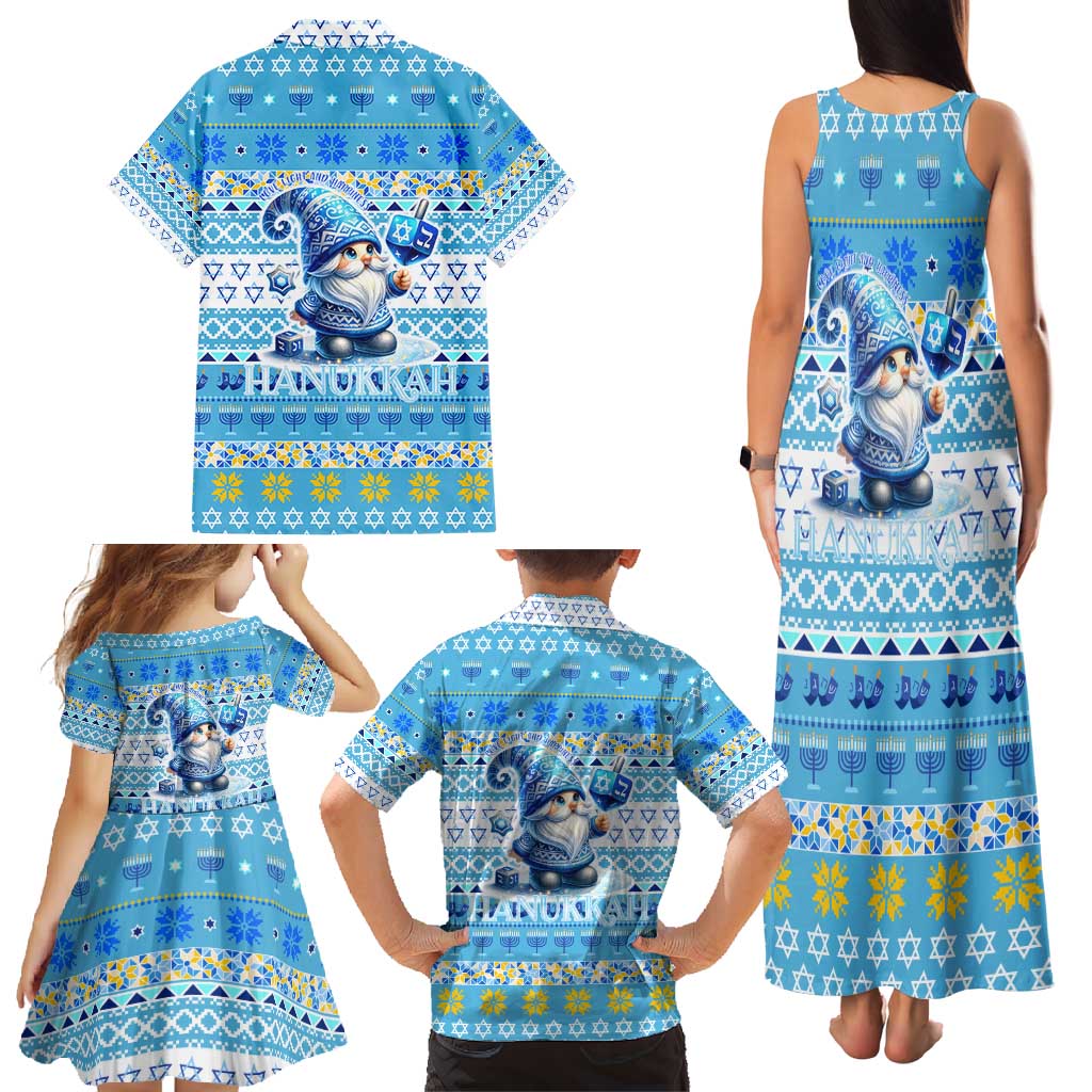 Merry Chrismukkah Family Matching Tank Maxi Dress and Hawaiian Shirt Jewish Christmas Gnomes and Menorahs - Wonder Print Shop