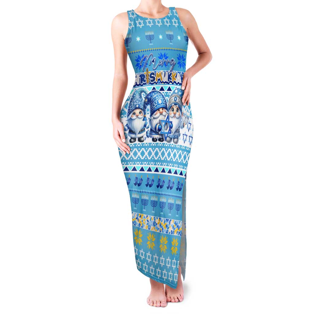 Merry Chrismukkah Family Matching Tank Maxi Dress and Hawaiian Shirt Jewish Christmas Gnomes and Menorahs - Wonder Print Shop