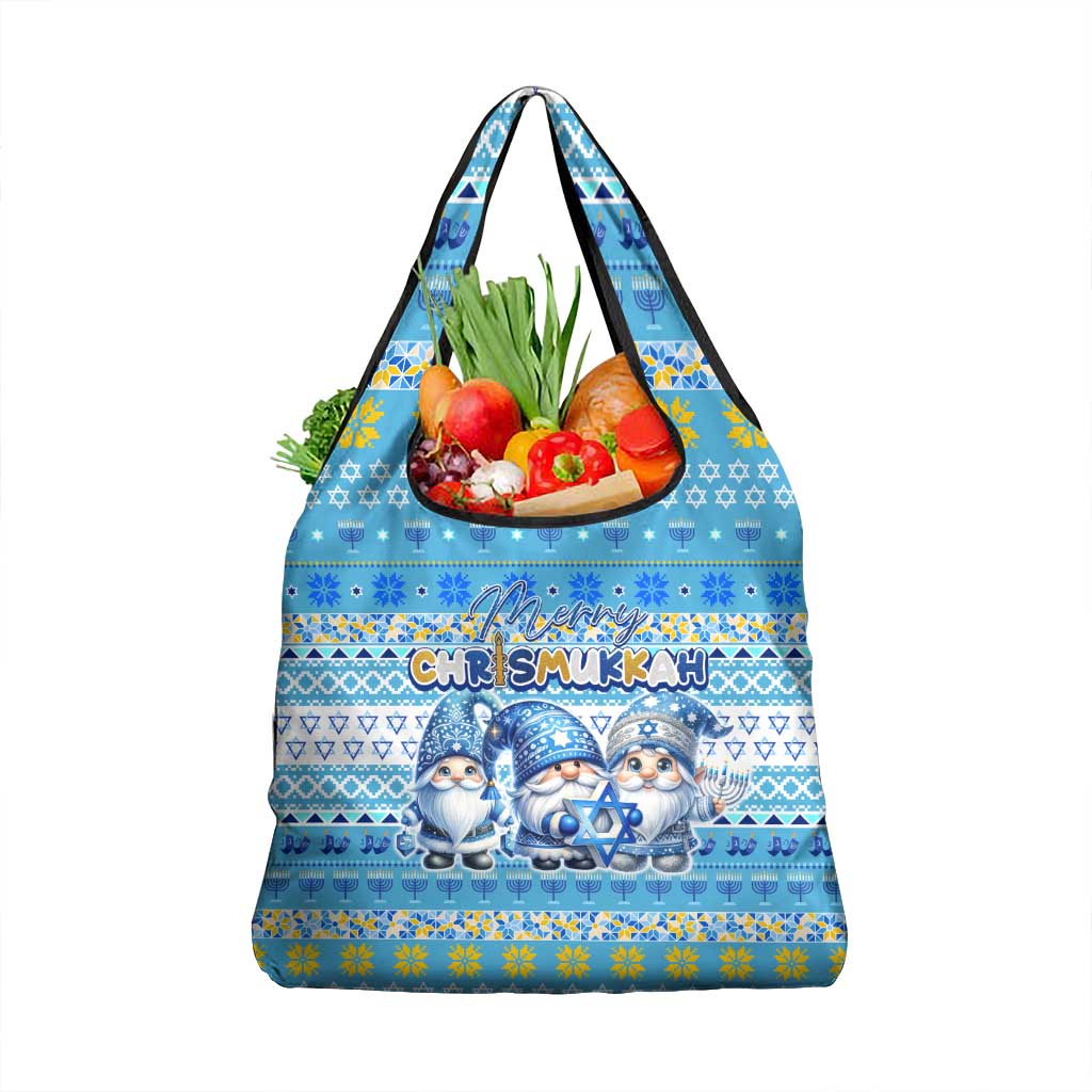 Merry Chrismukkah Grocery Bag Jewish Christmas Gnomes and Menorahs - Wonder Print Shop