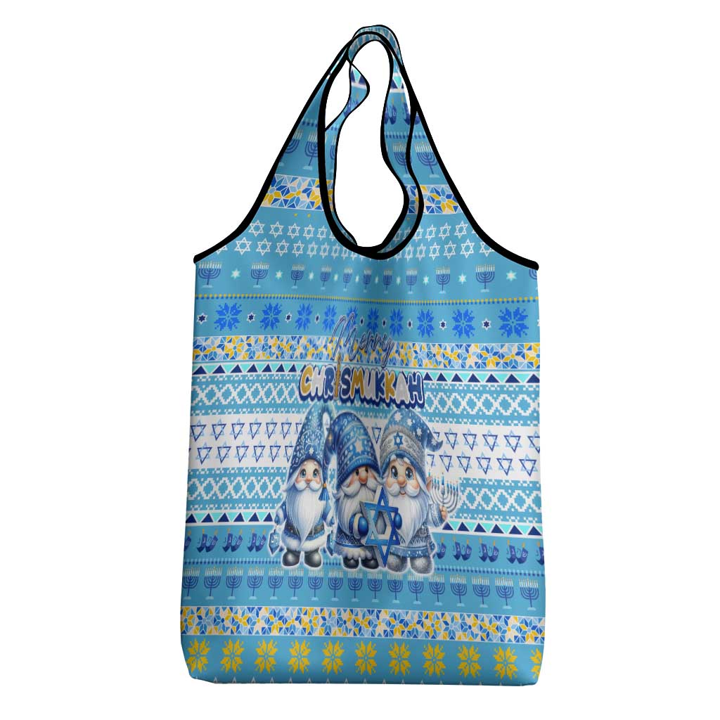 Merry Chrismukkah Grocery Bag Jewish Christmas Gnomes and Menorahs - Wonder Print Shop
