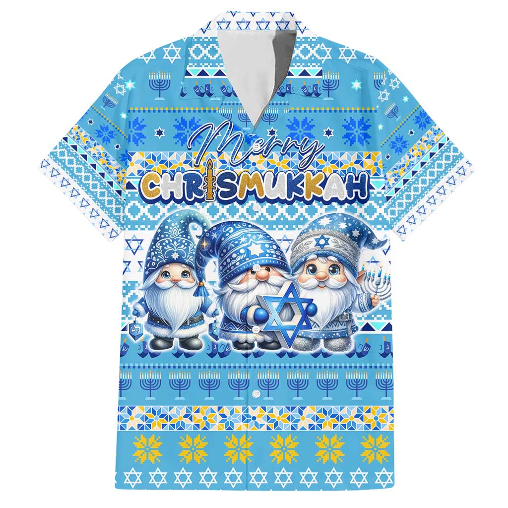Merry Chrismukkah Hawaiian Shirt Jewish Christmas Gnomes and Menorahs - Wonder Print Shop