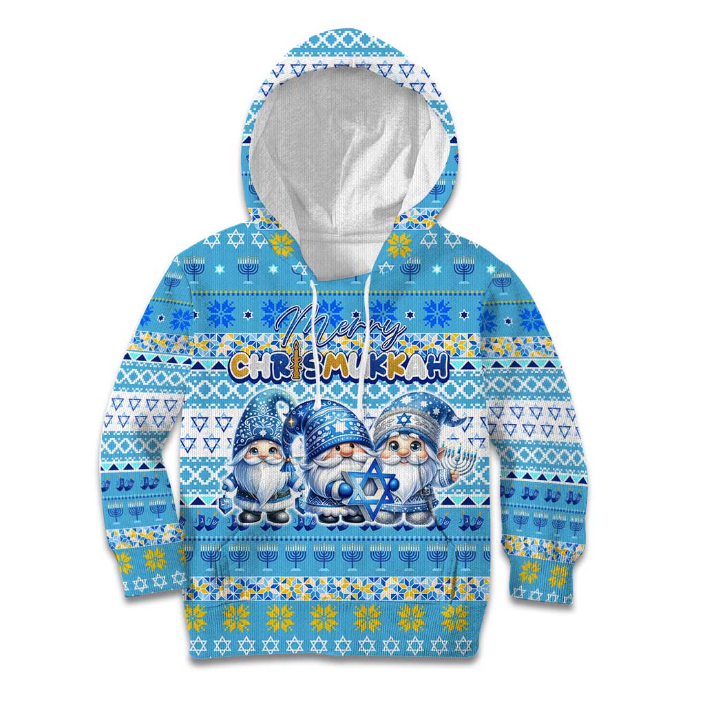 Merry Chrismukkah Kid Hoodie Jewish Christmas Gnomes and Menorahs - Wonder Print Shop