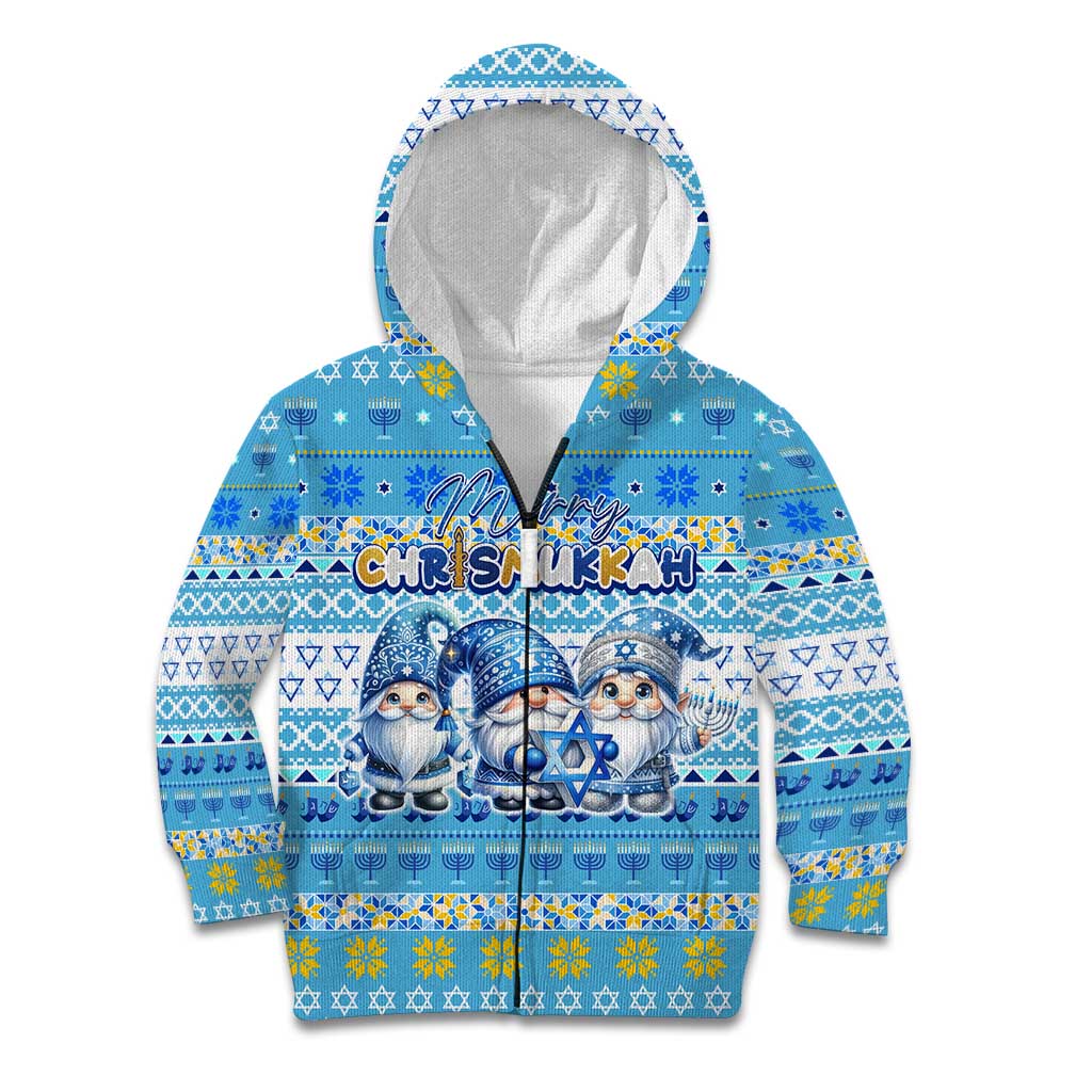 Merry Chrismukkah Kid Hoodie Jewish Christmas Gnomes and Menorahs - Wonder Print Shop