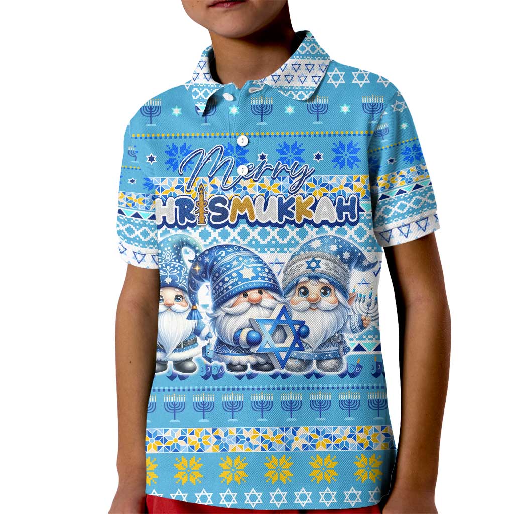 Merry Chrismukkah Kid Polo Shirt Jewish Christmas Gnomes and Menorahs - Wonder Print Shop