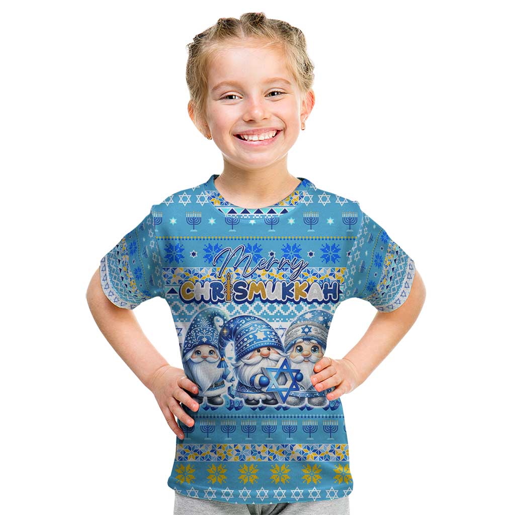 Merry Chrismukkah Kid T Shirt Jewish Christmas Gnomes and Menorahs - Wonder Print Shop