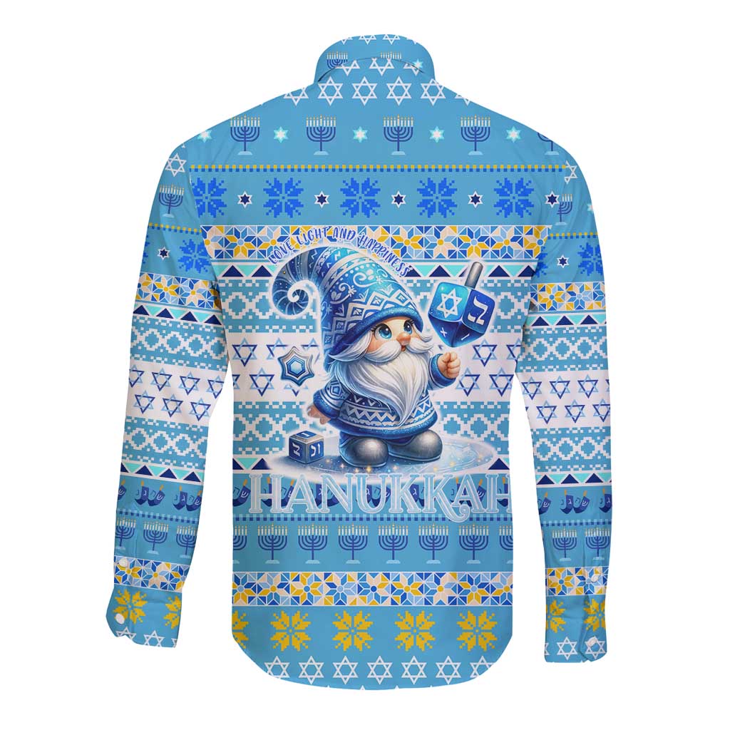 Merry Chrismukkah Long Sleeve Button Shirt Jewish Christmas Gnomes and Menorahs - Wonder Print Shop