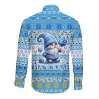 Merry Chrismukkah Long Sleeve Button Shirt Jewish Christmas Gnomes and Menorahs - Wonder Print Shop