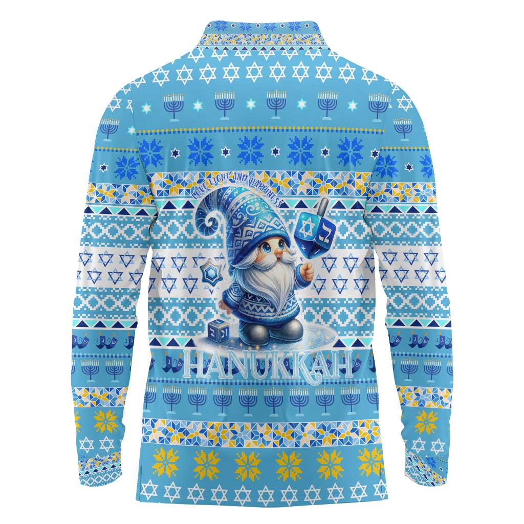 Merry Chrismukkah Long Sleeve Polo Shirt Jewish Christmas Gnomes and Menorahs - Wonder Print Shop