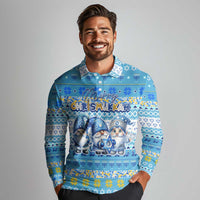Merry Chrismukkah Long Sleeve Polo Shirt Jewish Christmas Gnomes and Menorahs - Wonder Print Shop