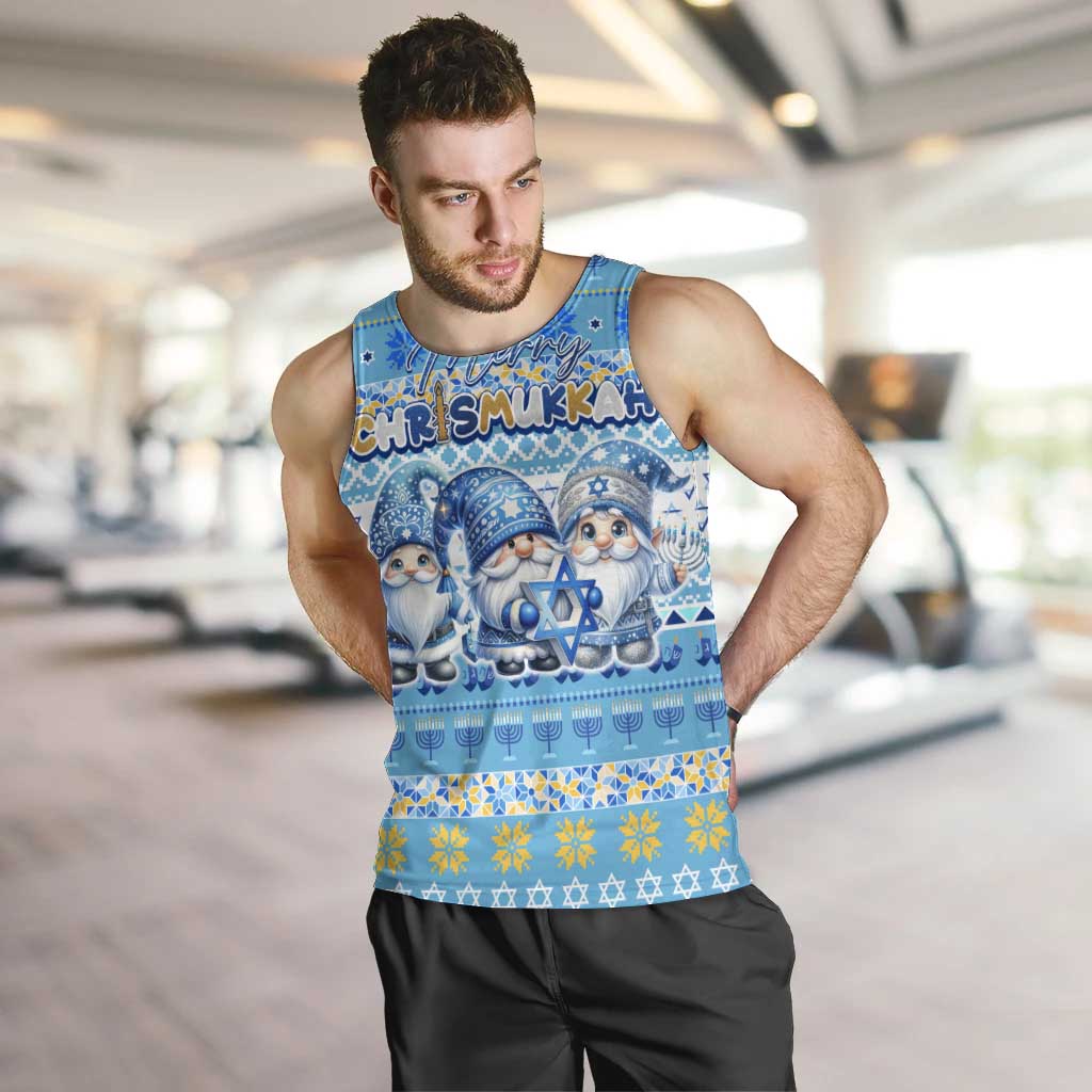 Merry Chrismukkah Men Tank Top Jewish Christmas Gnomes and Menorahs - Wonder Print Shop
