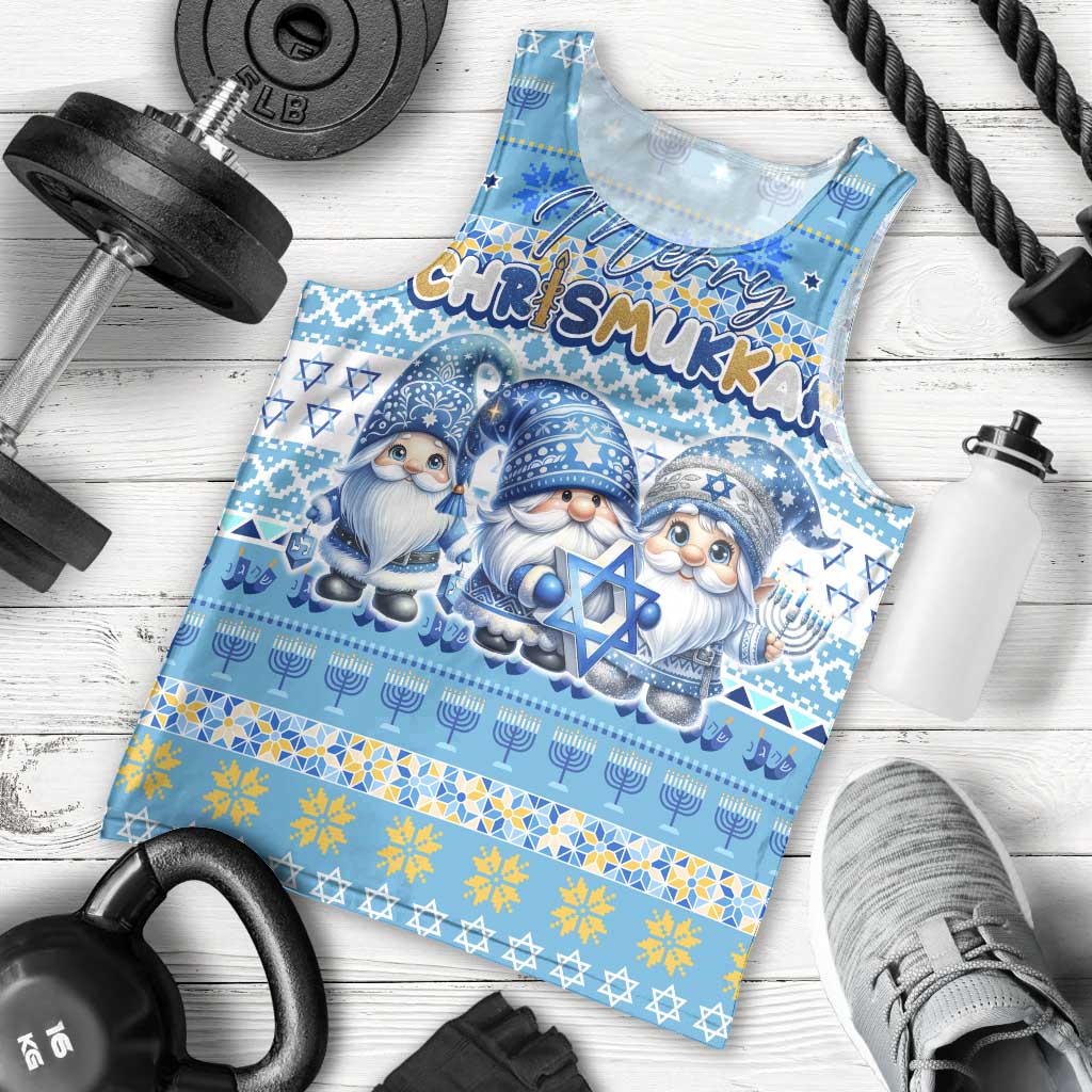 Merry Chrismukkah Men Tank Top Jewish Christmas Gnomes and Menorahs - Wonder Print Shop