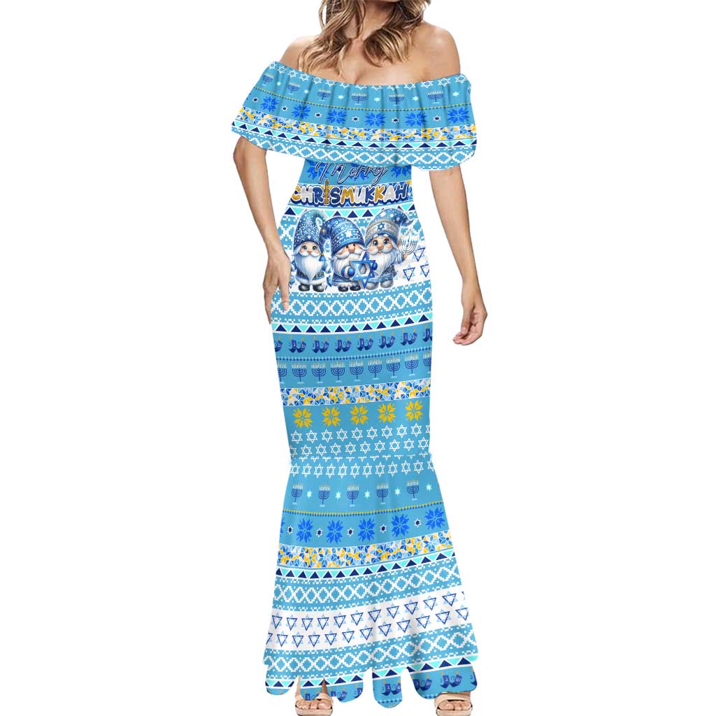 Merry Chrismukkah Mermaid Dress Jewish Christmas Gnomes and Menorahs - Wonder Print Shop