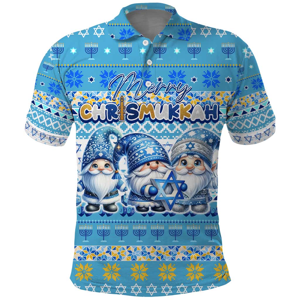 Merry Chrismukkah Polo Shirt Jewish Christmas Gnomes and Menorahs - Wonder Print Shop