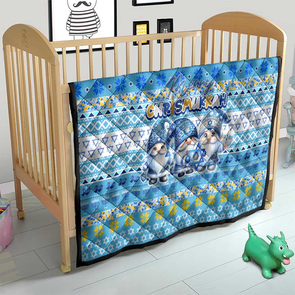 Merry Chrismukkah Quilt Jewish Christmas Gnomes and Menorahs - Wonder Print Shop