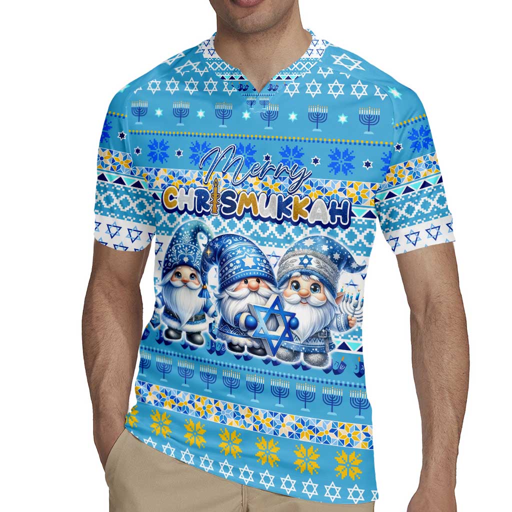 Merry Chrismukkah Rugby Jersey Jewish Christmas Gnomes and Menorahs - Wonder Print Shop
