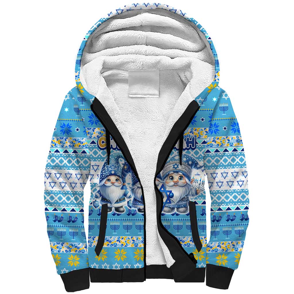 Merry Chrismukkah Sherpa Hoodie Jewish Christmas Gnomes and Menorahs - Wonder Print Shop