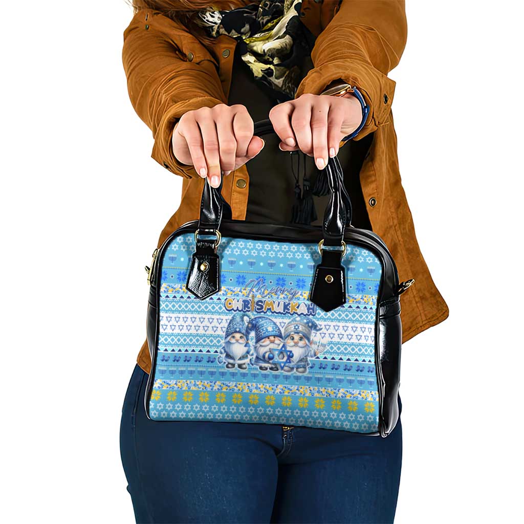 Merry Chrismukkah Shoulder Handbag Jewish Christmas Gnomes and Menorahs - Wonder Print Shop