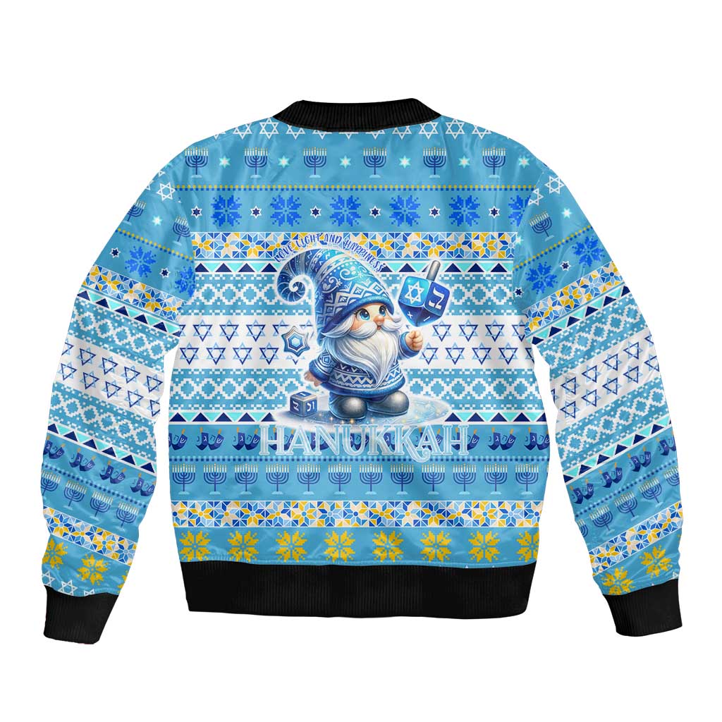 Merry Chrismukkah Sleeve Zip Bomber Jacket Jewish Christmas Gnomes and Menorahs - Wonder Print Shop