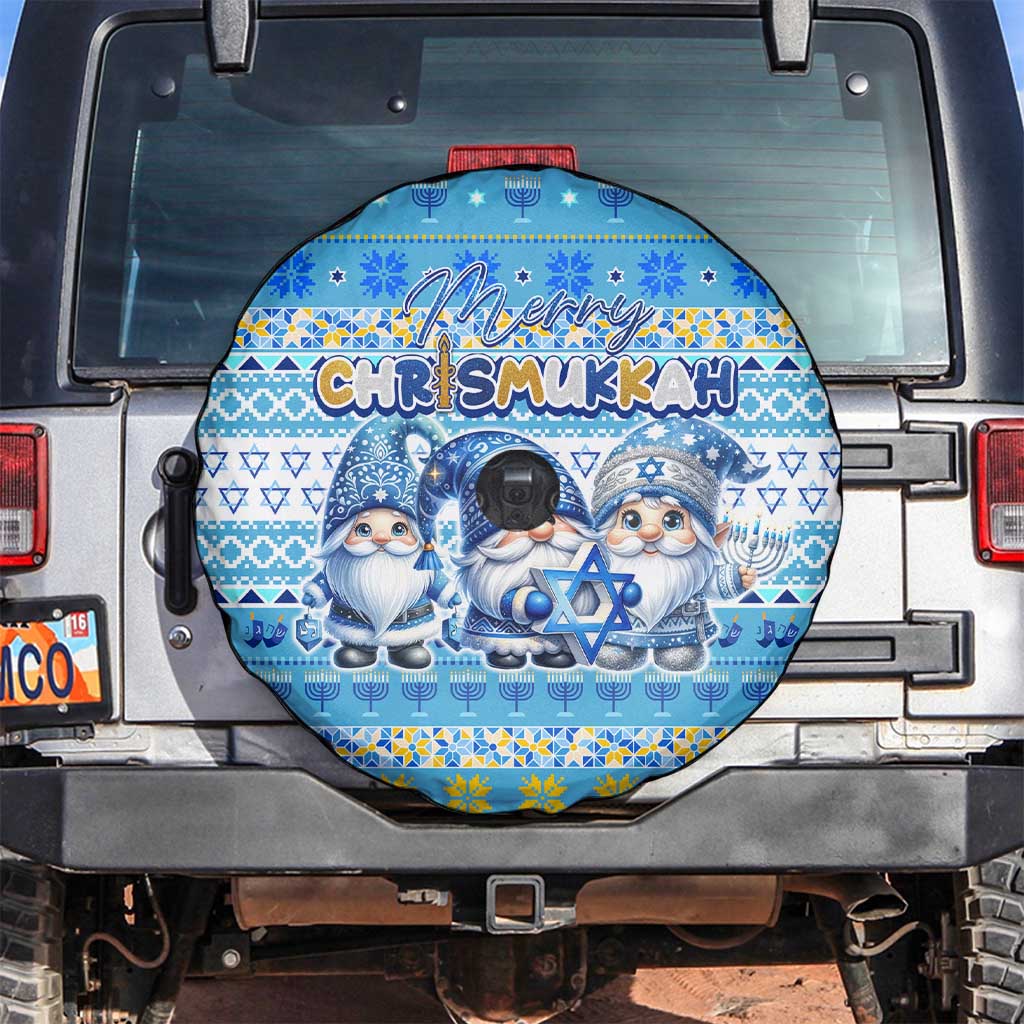 Merry Chrismukkah Spare Tire Cover Jewish Christmas Gnomes and Menorahs - Wonder Print Shop