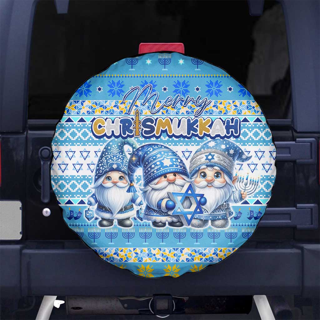 Merry Chrismukkah Spare Tire Cover Jewish Christmas Gnomes and Menorahs - Wonder Print Shop