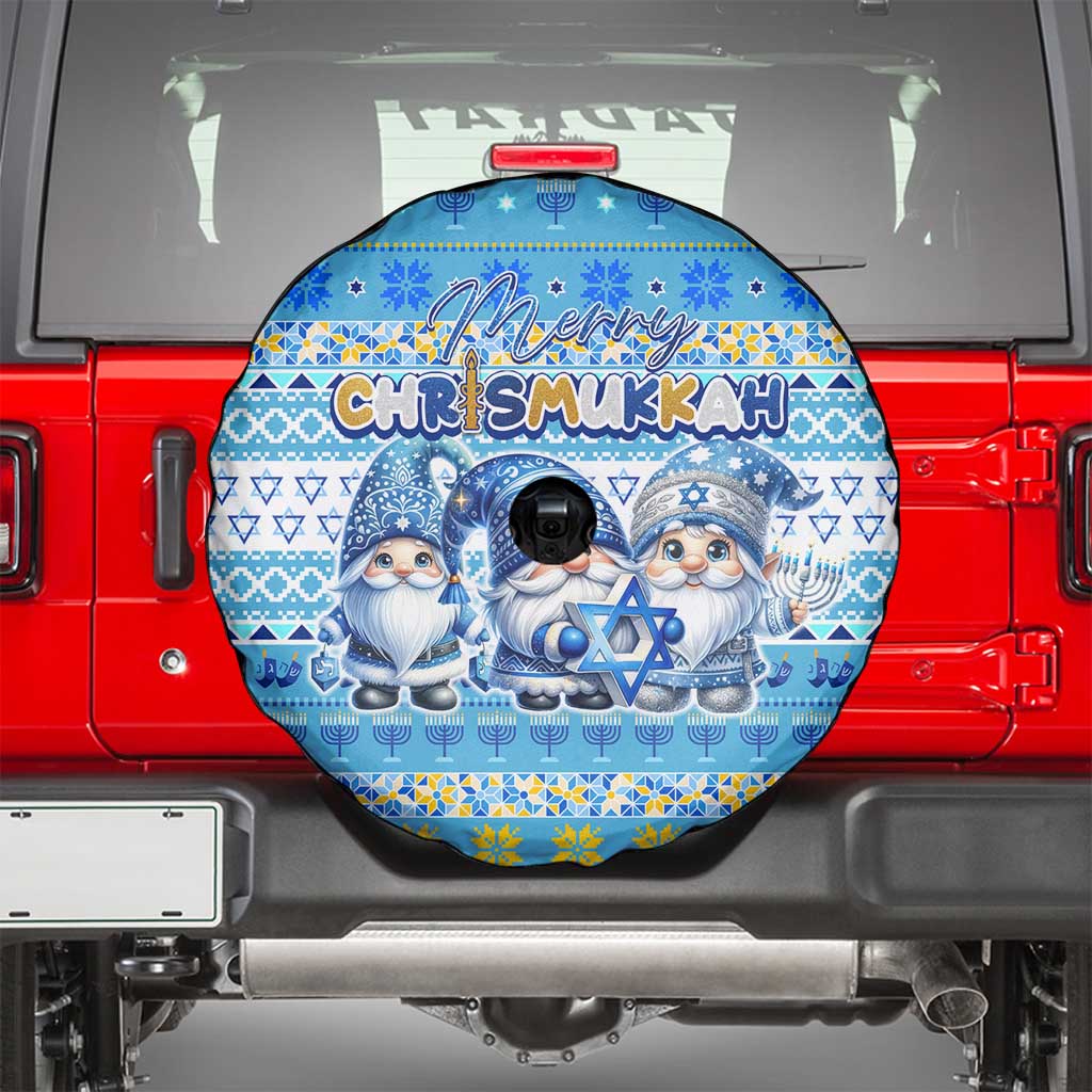 Merry Chrismukkah Spare Tire Cover Jewish Christmas Gnomes and Menorahs - Wonder Print Shop