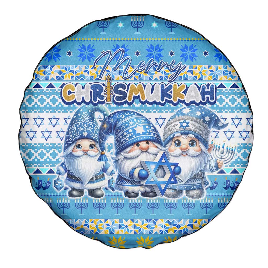 Merry Chrismukkah Spare Tire Cover Jewish Christmas Gnomes and Menorahs - Wonder Print Shop