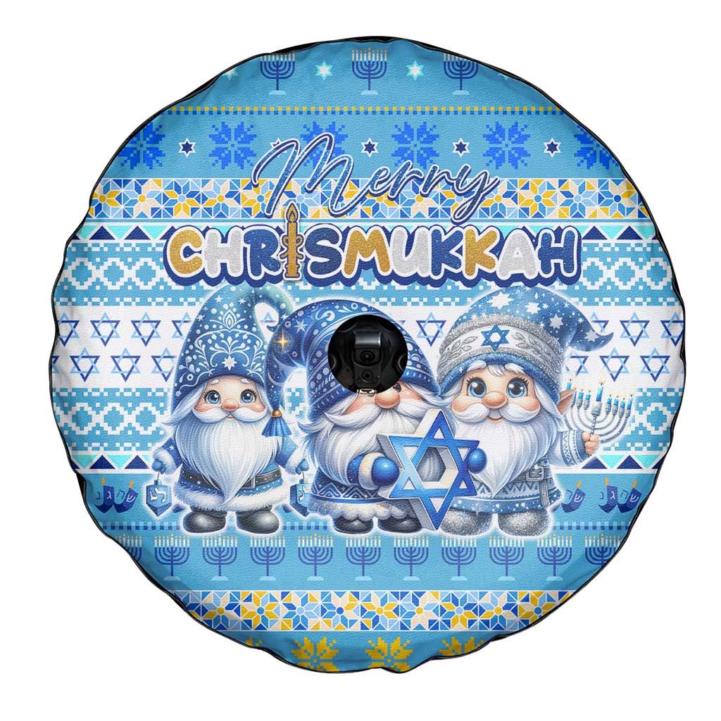 Merry Chrismukkah Spare Tire Cover Jewish Christmas Gnomes and Menorahs - Wonder Print Shop