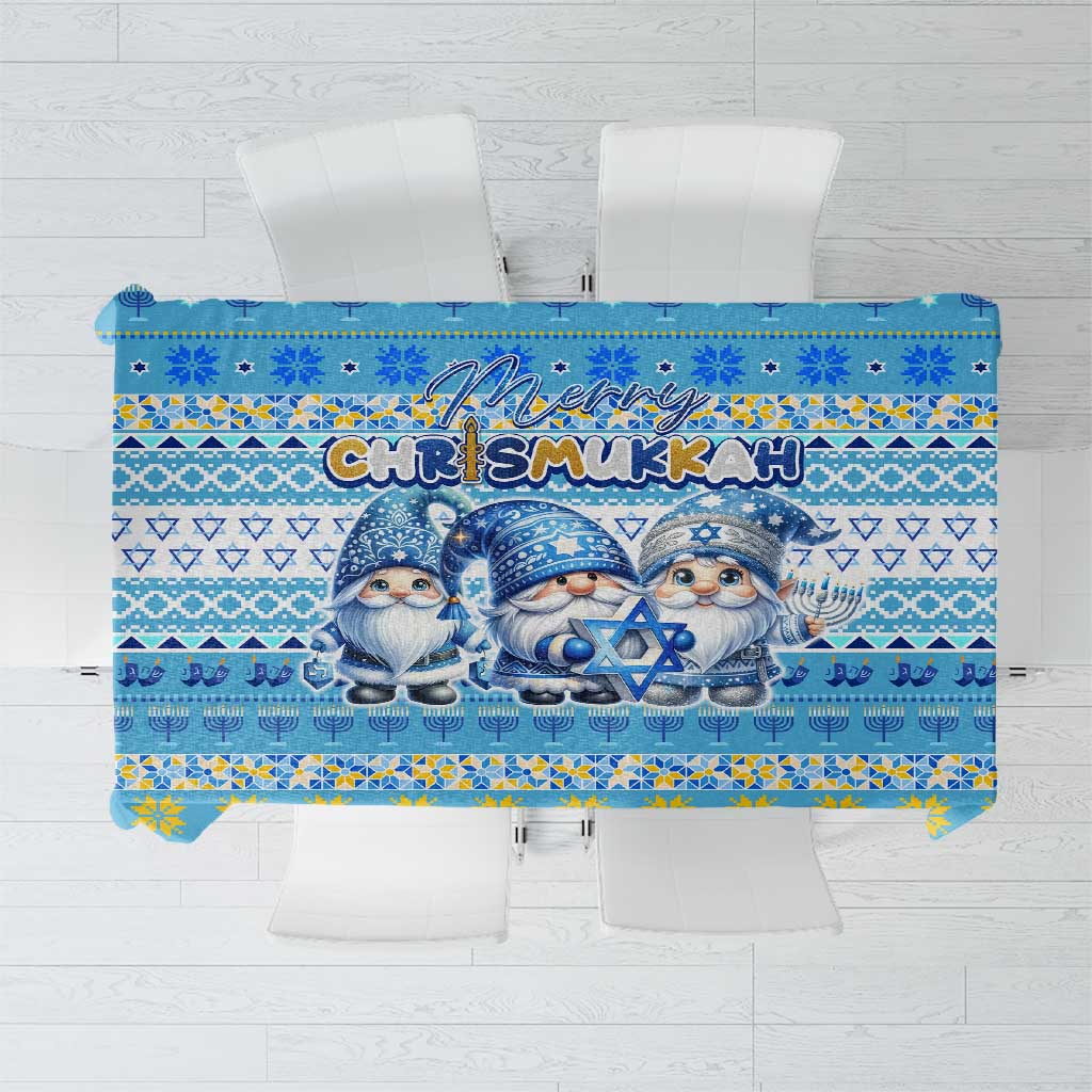 Merry Chrismukkah Tablecloth Jewish Christmas Gnomes and Menorahs - Wonder Print Shop