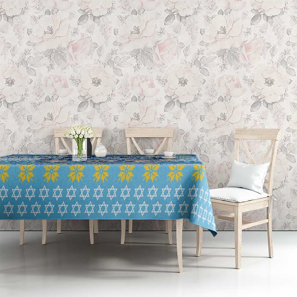 Merry Chrismukkah Tablecloth Jewish Christmas Gnomes and Menorahs - Wonder Print Shop