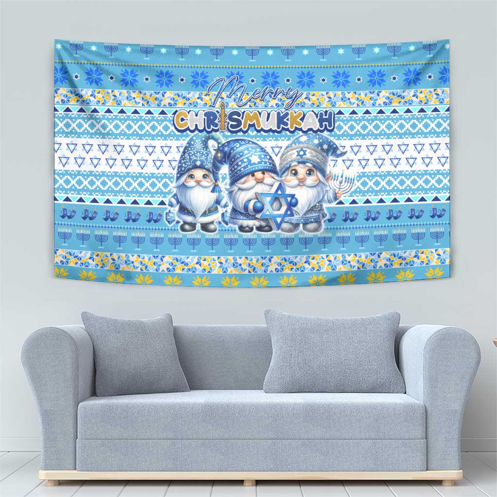 Merry Chrismukkah Tapestry Jewish Christmas Gnomes and Menorahs - Wonder Print Shop