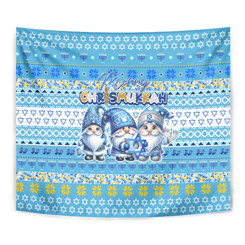 Merry Chrismukkah Tapestry Jewish Christmas Gnomes and Menorahs - Wonder Print Shop