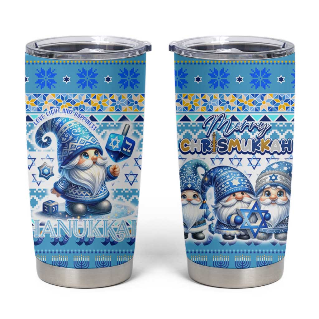 Merry Chrismukkah Tumbler Cup Jewish Christmas Gnomes and Menorahs - Wonder Print Shop