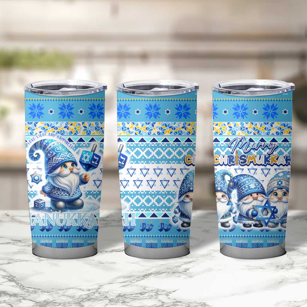 Merry Chrismukkah Tumbler Cup Jewish Christmas Gnomes and Menorahs - Wonder Print Shop