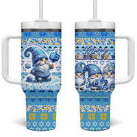 Merry Chrismukkah Tumbler With Handle Jewish Christmas Gnomes and Menorahs - Wonder Print Shop