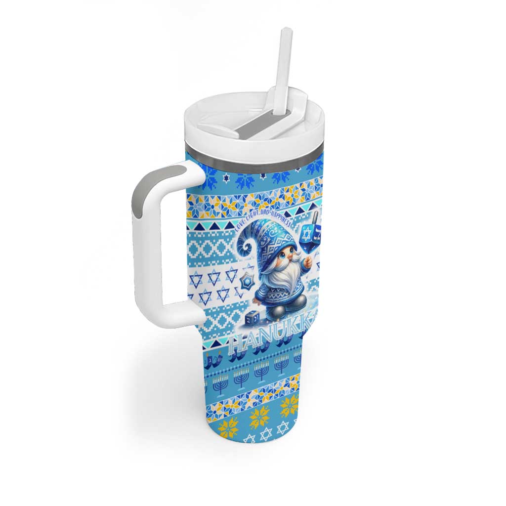 Merry Chrismukkah Tumbler With Handle Jewish Christmas Gnomes and Menorahs - Wonder Print Shop